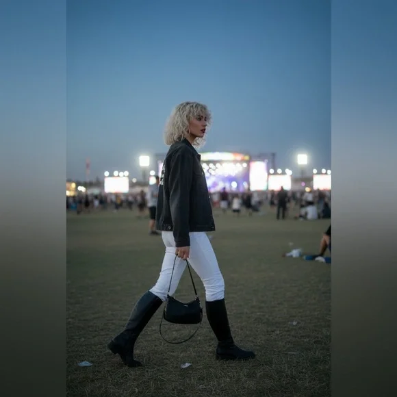 Graphic Black Denim Jacket Punk Streetwear moto Jean Jacket Angel Patch - Picture 4 of 16